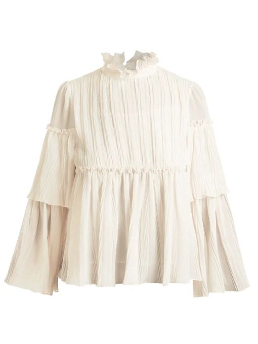 Ruffle-trimmed pleated georgette blouse | See By Chloé | Matches (US)