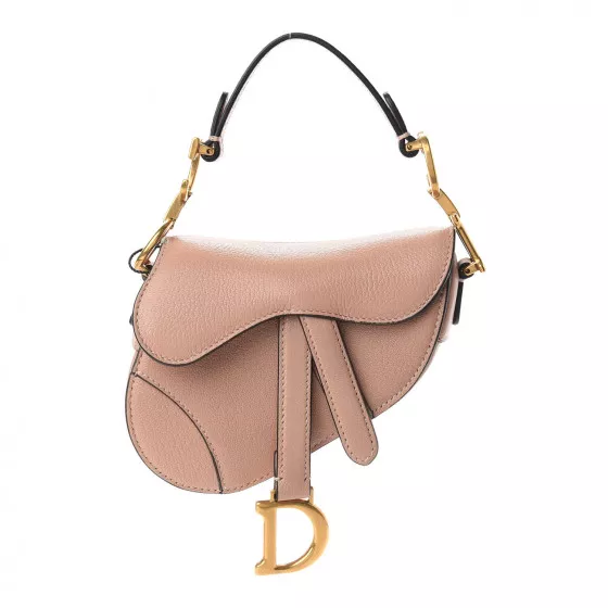 CHRISTIAN DIOR Grained Calfskin Mini Saddle Bag Pink, FASHIONPHILE