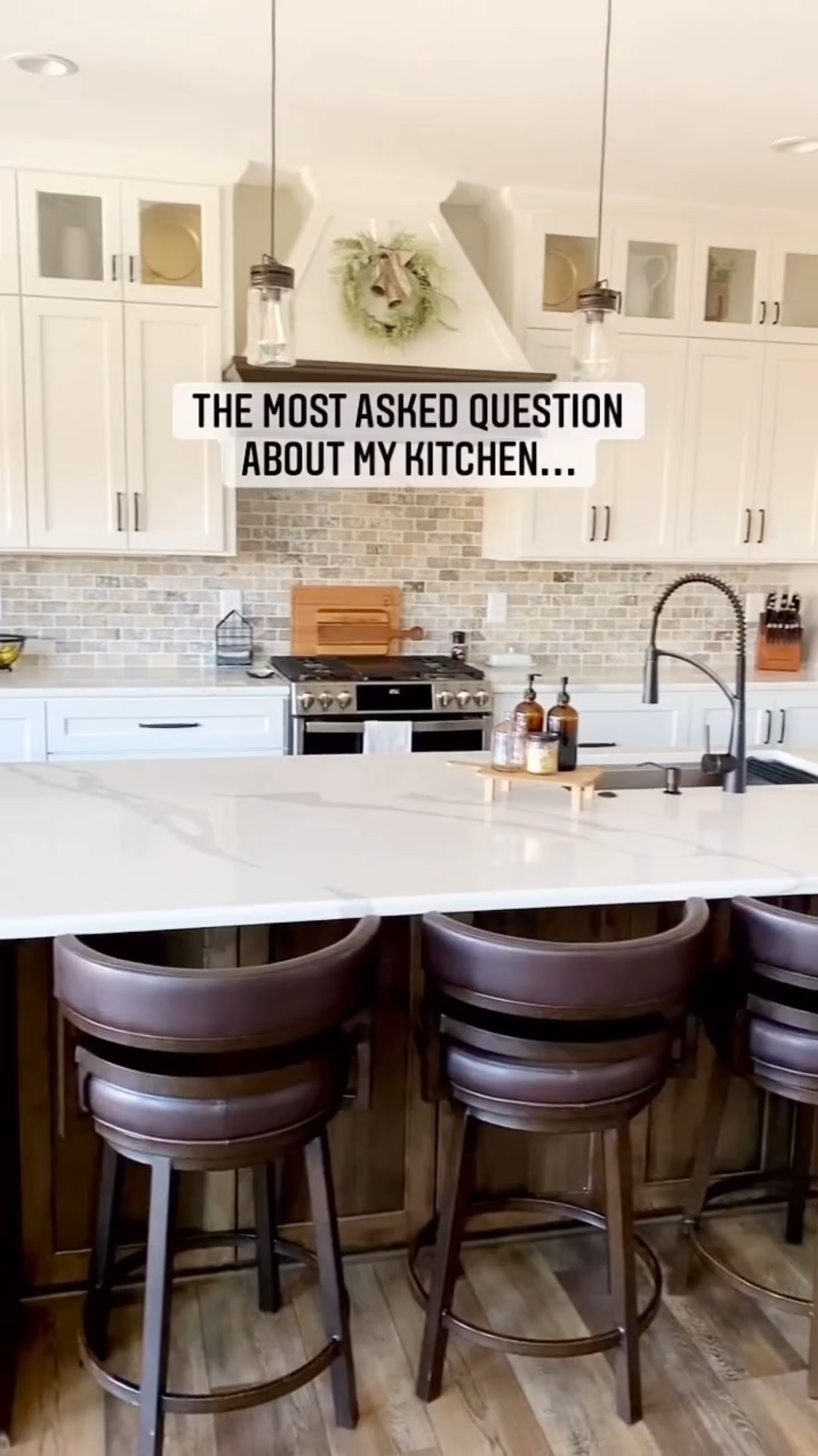 I am still in love with our travertine stone brick look backsplash. And if you are wondering, it’s very easy to clean! 

#LTKHome