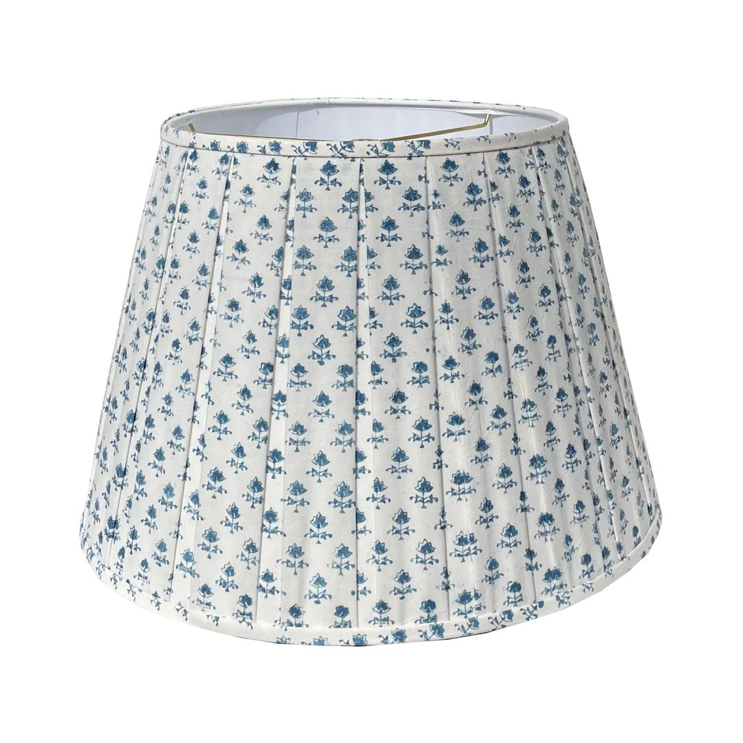 READY TO SHIP -- Box-pleated Les Indiennes Floral Block Print Lamp Shade 12x18x12 - Etsy | Etsy (US)