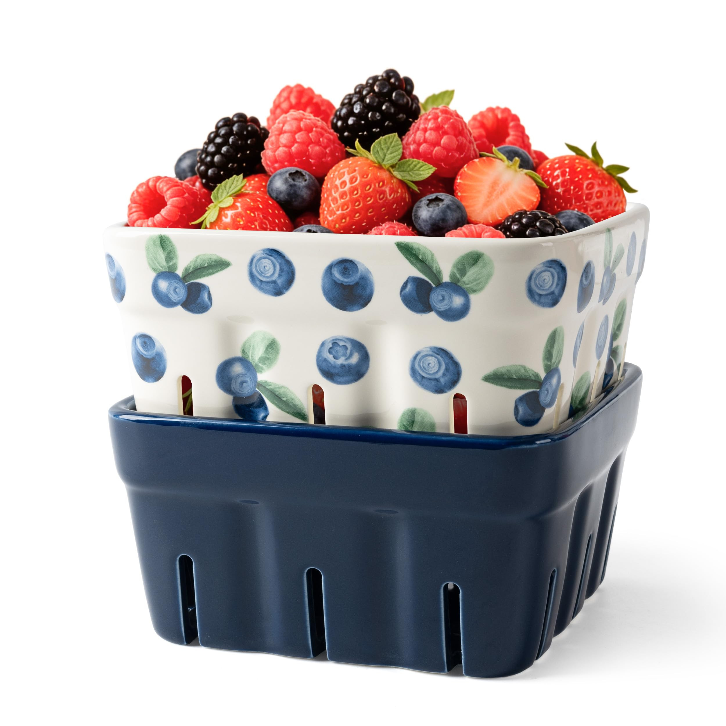 AELS Ceramic Berry Basket, 5.9" Large Size Container for Fruit & Vegetables, Farmhouse Fruit Bowl... | Amazon (US)