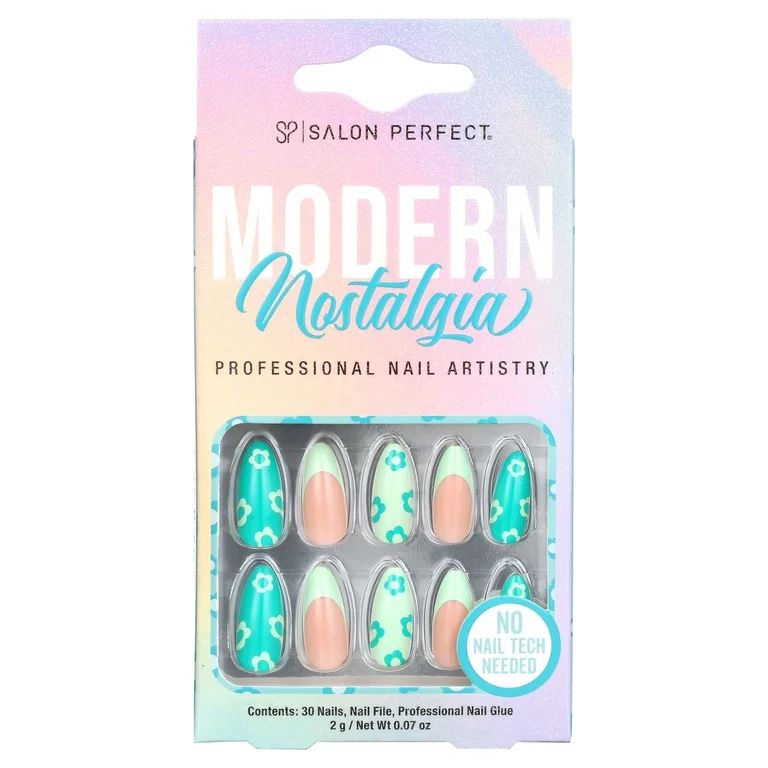 Salon Perfect Artificial Nails, 120 Modern Nostalgia Mint Daisy, File & Glue Included, 30 Nails | Walmart (US)