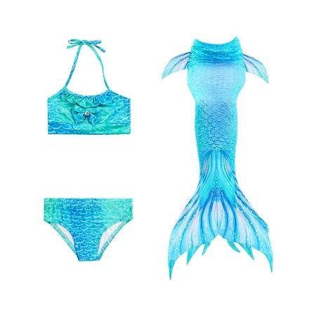 3PCS Baby Kids Girl Children Bikini Sets Tankini Set Swimwear Swimsuit Top+Swim Briefs+Mermaid Tail  | Walmart (US)