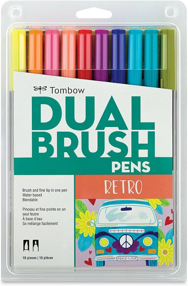 Tombow 56217 Dual Brush Pen Art Markers, Retro, 10-Pack. Blendable, Brush and Fine Tip Markers | Amazon (US)