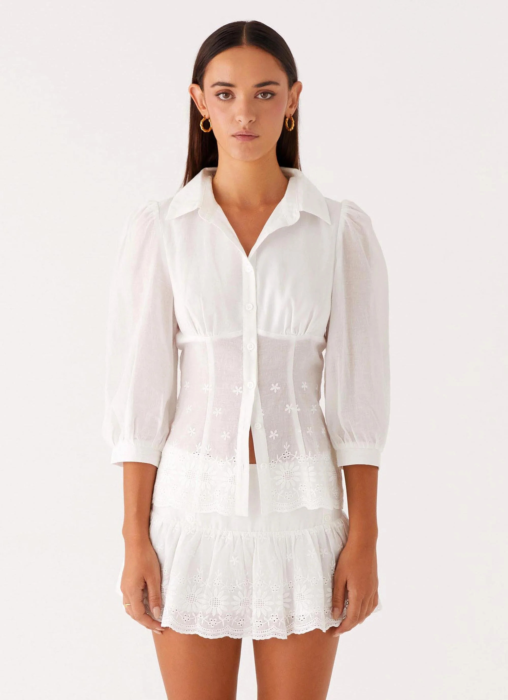 Frida Broderie Top - White | Peppermayo (Global)