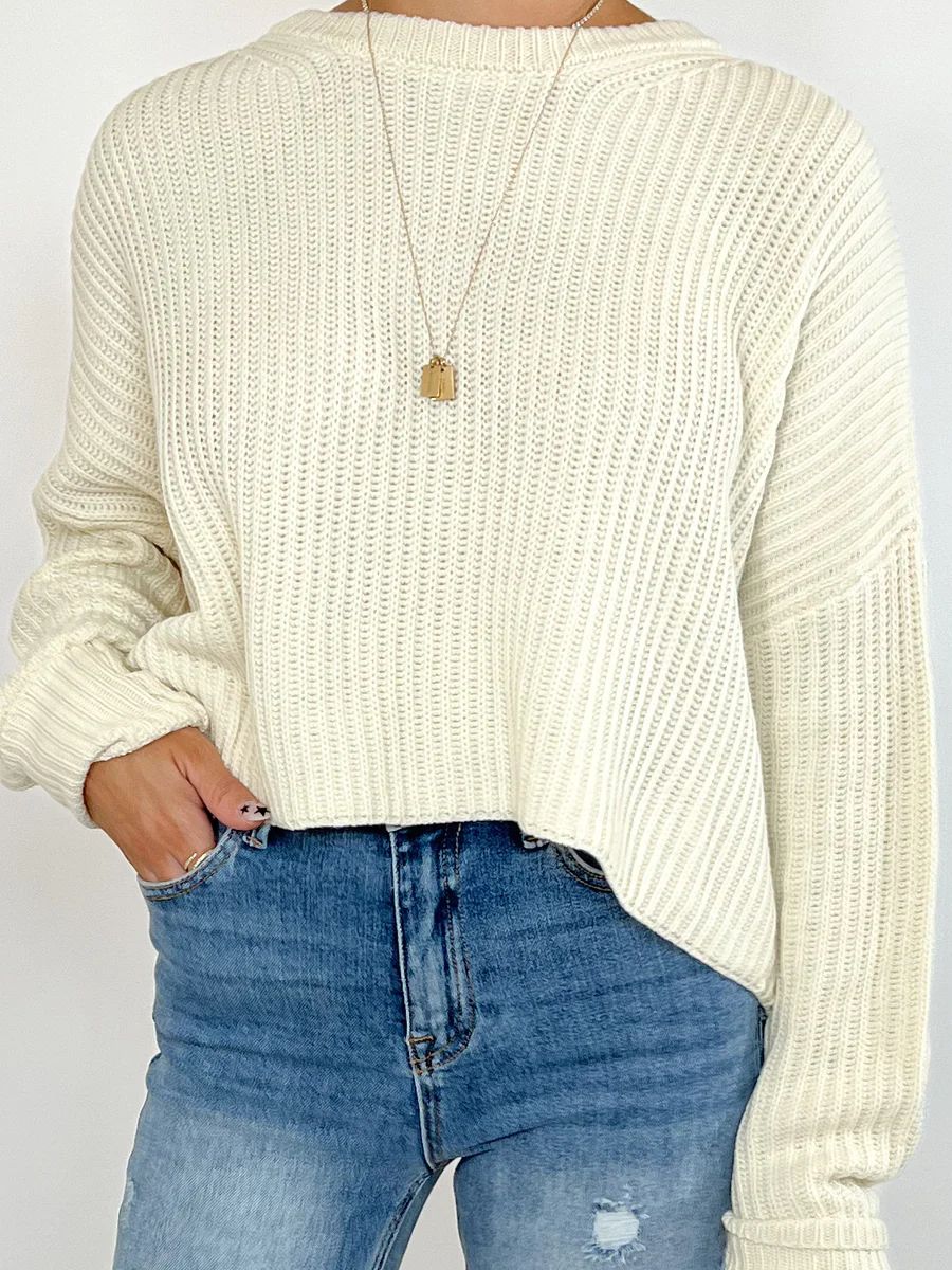 Parson Ribbed Knit Sweater | Cream | Talulah