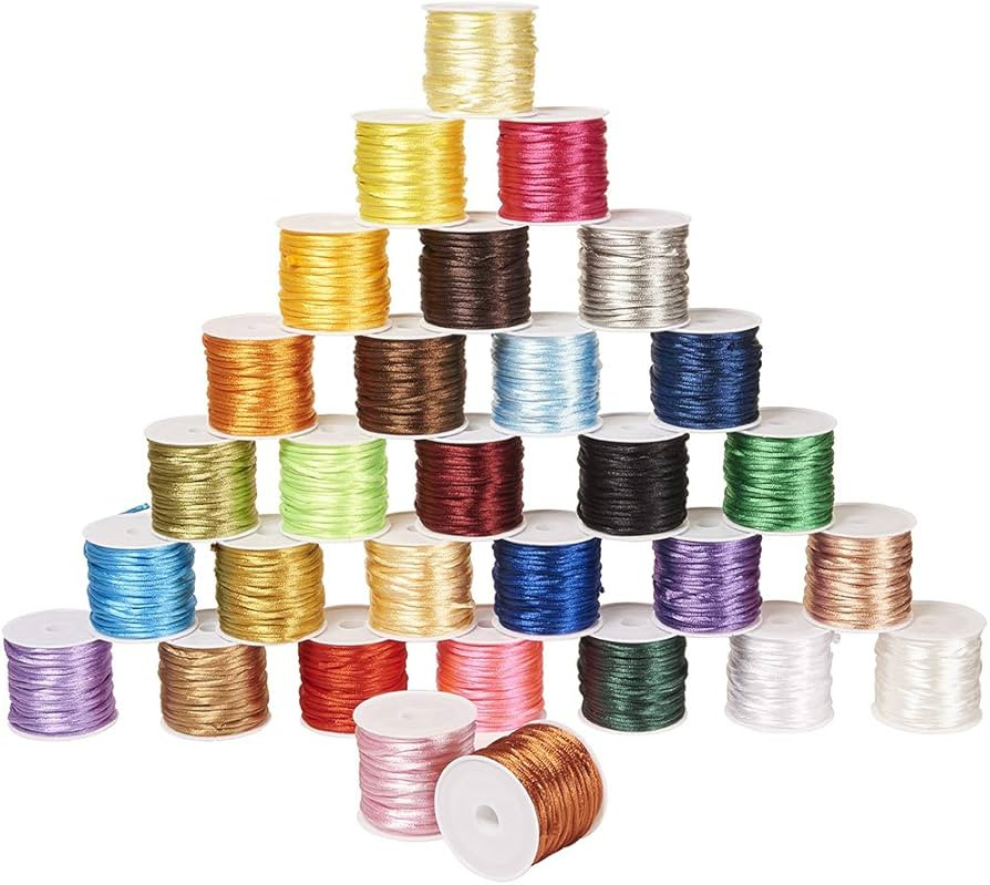 Amazon.com: PH PandaHall 328 Yards 2mm Satin Nylon Trim Cord 328 Yards Rattail Silk Cord Bracelet... | Amazon (US)