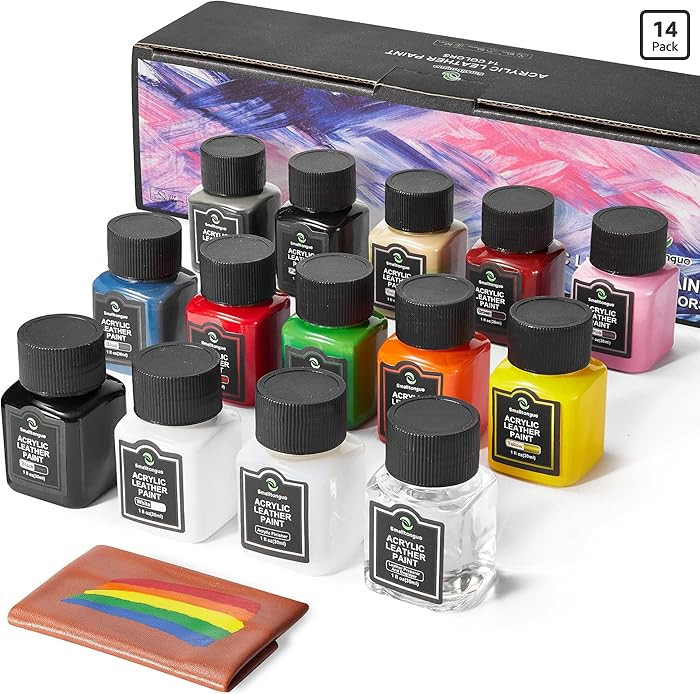 14 Original Colors Acrylic Leather Paint Kit for Shoes, Sneaker, Couches, Bags, Car Seat, Acrylic... | Amazon (US)