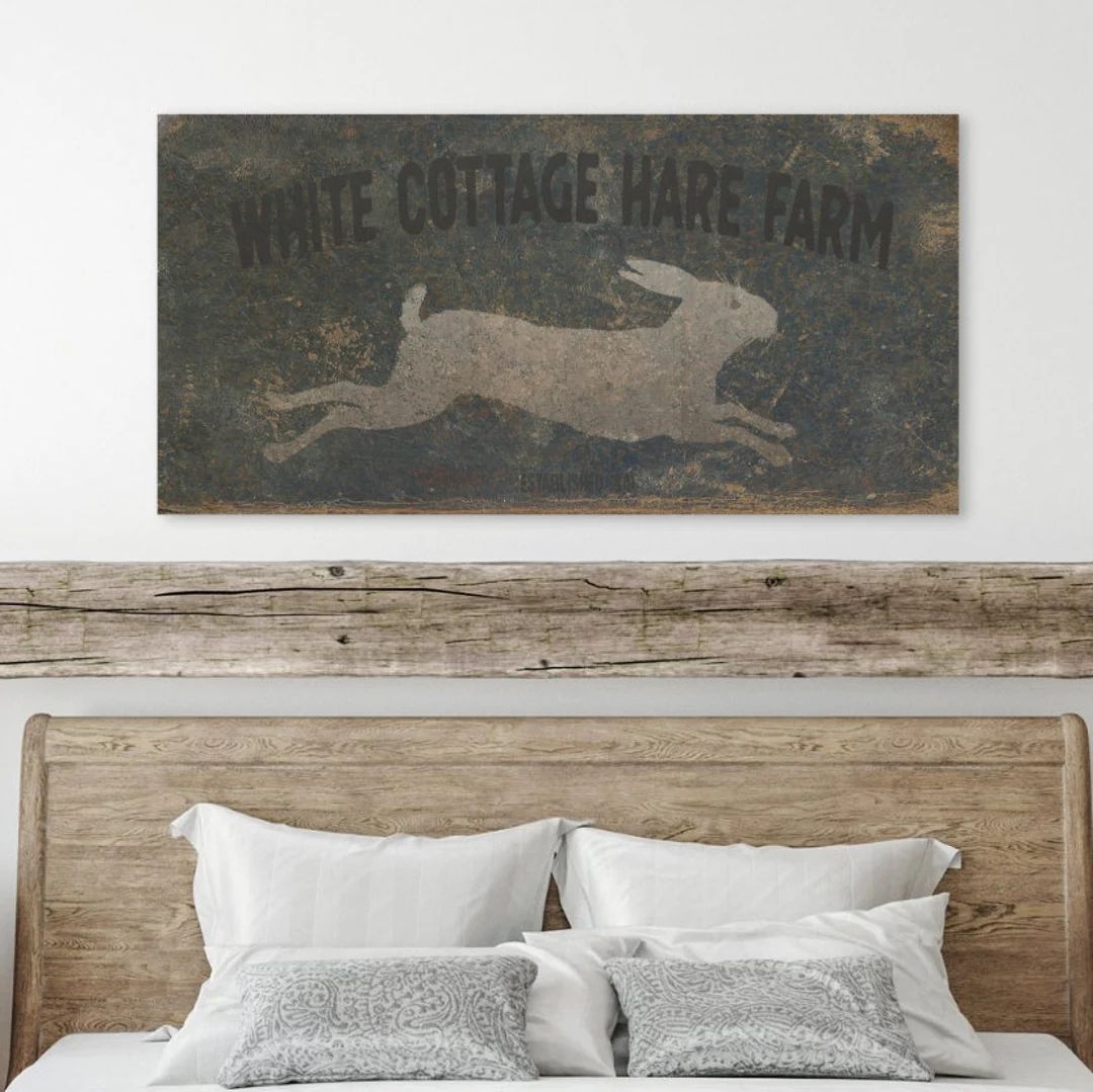 White Cottage Hare Farm Vintage Farmhouse Sign Vintage - Etsy | Etsy (US)
