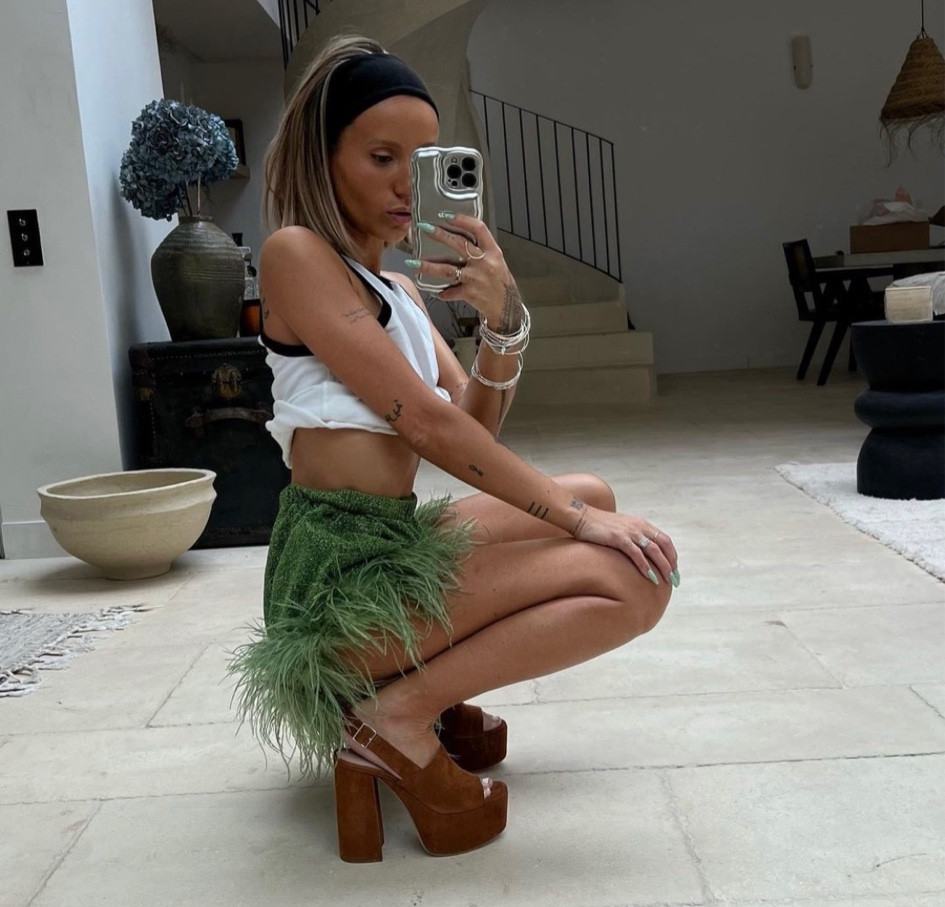 Summer outfit - miu miu sandals, green sparkly skirt

#LTKeurope #LTKshoecrush #LTKSeasonal