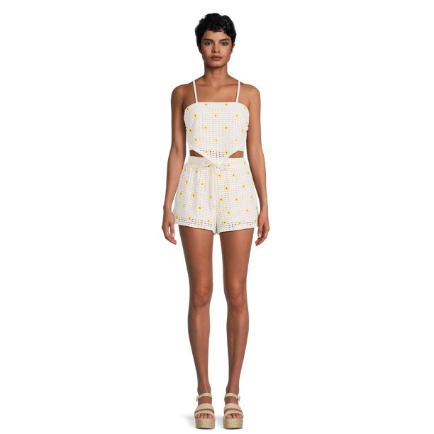 No Boundaries Juniors Crochet Cami Top and Shorts Set, 2-Piece, Sizes XS-3XL | Walmart (US)