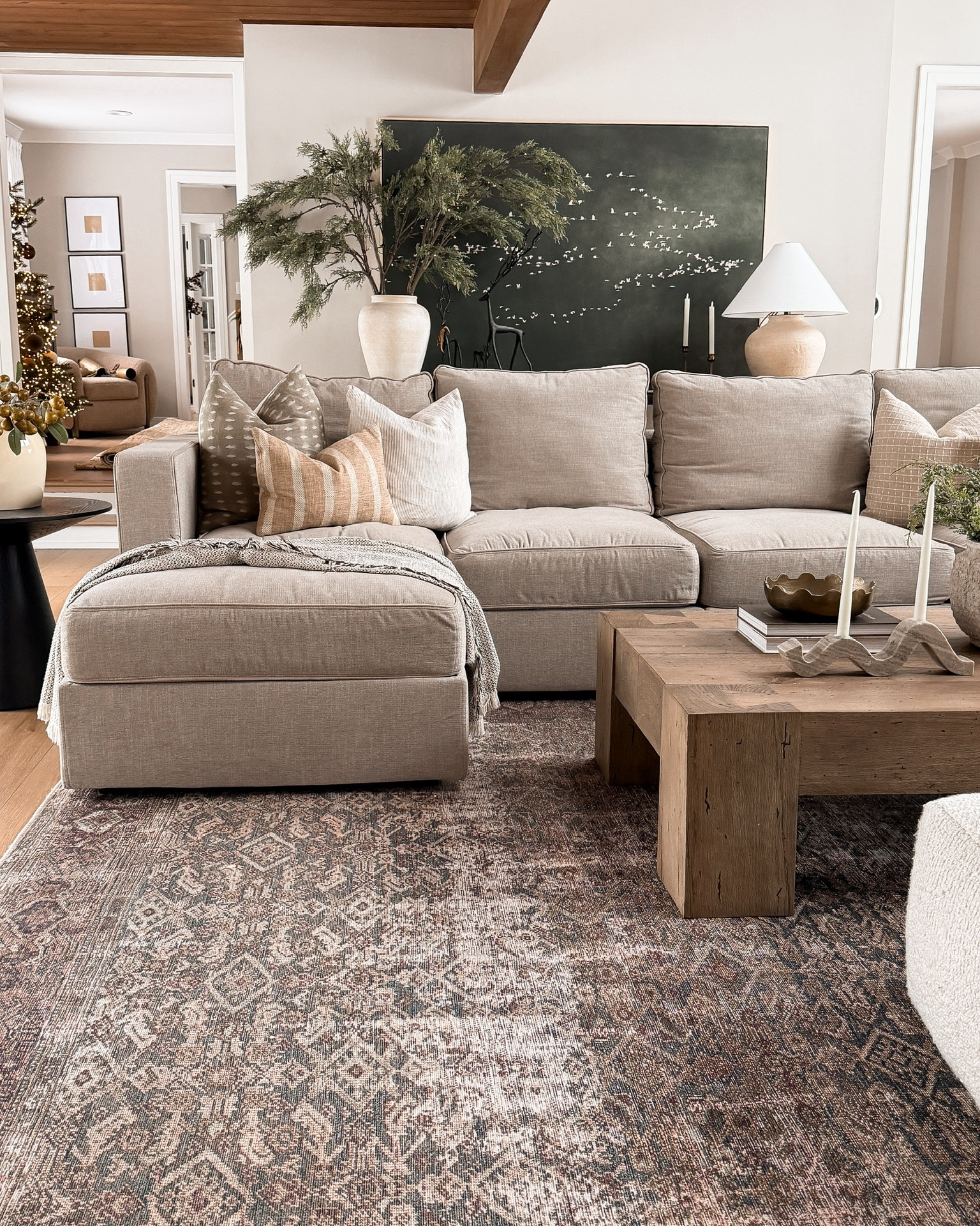 A better look at our holiday great room styling, and a true representation of this top selling Loloi rug! It’s a beautiful neutral that I absolutely love. We have had this in our great room for over 2 years, almost 3! 

#LTKSaleAlert #LTKHome