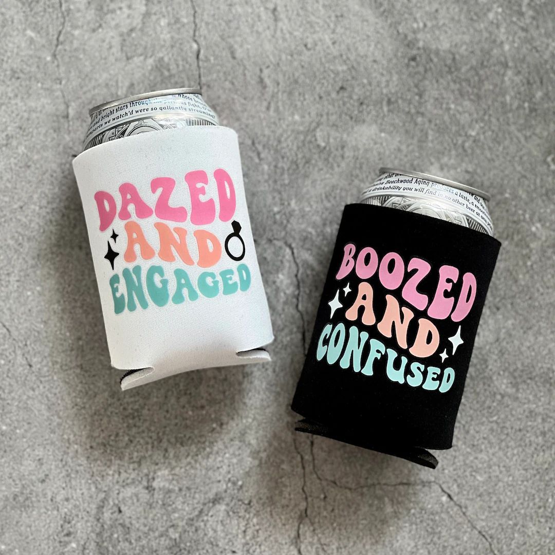 Dazed and Engaged & Boozed and Confused Bachelorette Can Coolers - Etsy | Etsy (US)