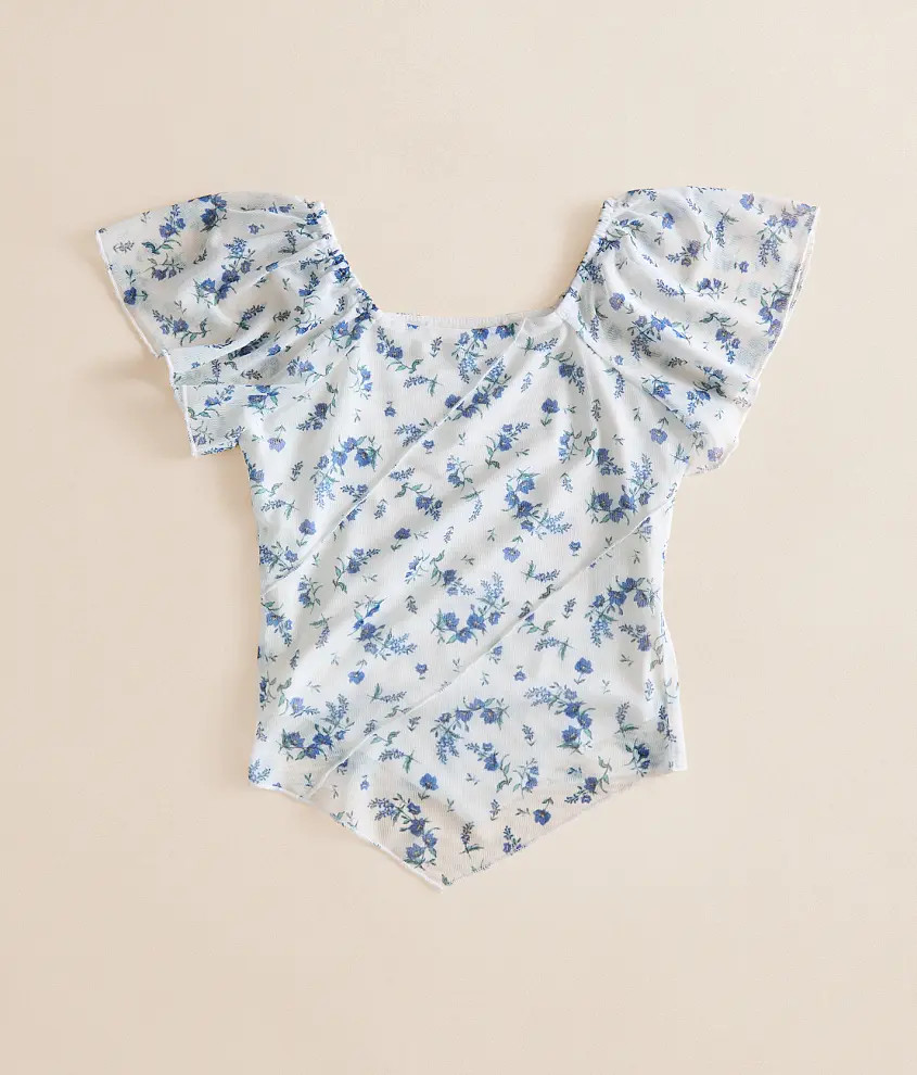 Girls - Floral Mesh Top | Buckle