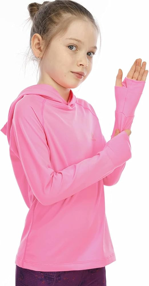 Girls Long Sleeve Shirt UPF50+ Lightweight Hoodie Thin Active Tee Workout Running Pullover Top wi... | Amazon (US)