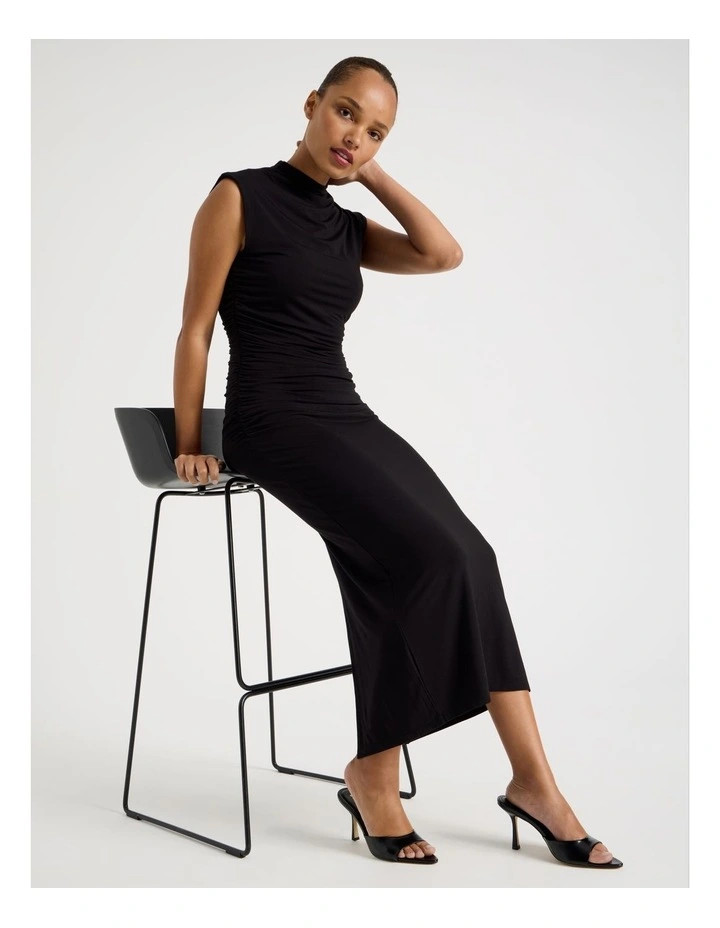 BlaqDrape Jersey Ruched Midi Dress in Black | Myer