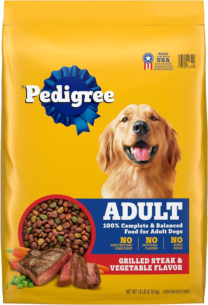 Pedigree Complete Nutrition Adult Dry Dog Food, Grilled Steak & Vegetable Flavor, 18 lb. Bag | Amazon (US)