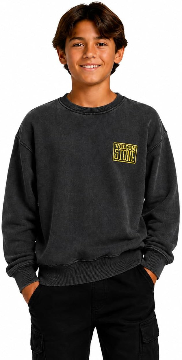 Volcom Boys Classic Crewneck Graphic Pullover Sweatshirt, Ribbed Cuffs | Amazon (US)