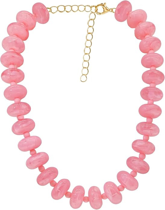 Chunky Beaded Necklace for Women Large Big Bead Choker Necklaces Trendy Boho Bold Statement Beads... | Amazon (US)