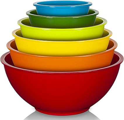 YIHONG 6 Pcs Plastic Mixing Bowls Set, Colorful Serving Bowls for Kitchen, Ideal for Baking, Prep... | Amazon (US)