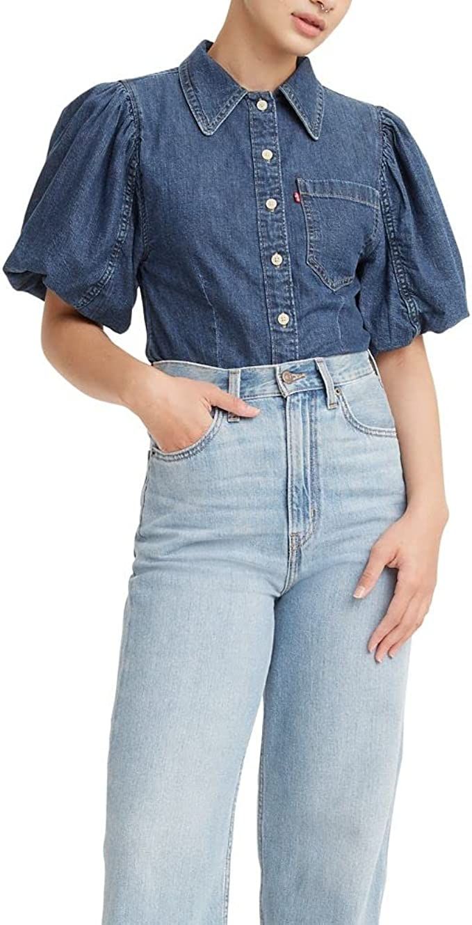 Levi's Women's Roxy Bubble Sleeve Denim Shirt | Amazon (US)