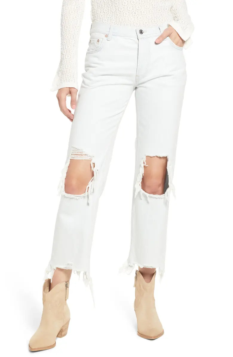 Maggie Ripped Ankle Straight Leg Jeans | Nordstrom