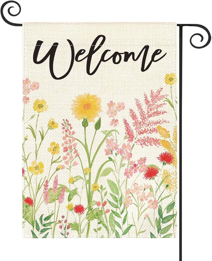AVOIN colorlife Spring Welcome Garden Flag 12x18 Inch Double Sided Outside, Floral Yard Outdoor F... | Amazon (US)
