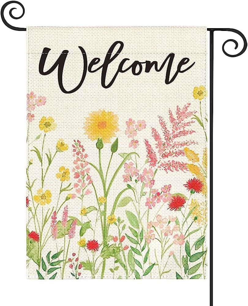 AVOIN colorlife Spring Welcome Garden Flag 12x18 Inch Double Sided Outside, Floral Yard Outdoor F... | Amazon (US)