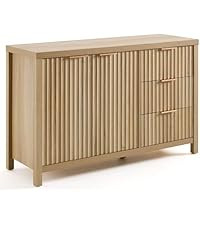 OAKHAM HOME Buffet Cabinet Fluted Sideboard 56" Accent Cabinet with Adjustable Shelves 4 Doors Mo... | Amazon (US)