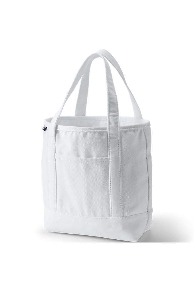 Medium 5 Pocket Open Top Canvas Tote Bag - Lands' End - White | Lands' End (US)