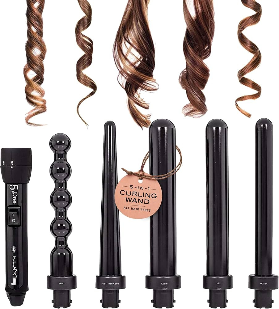 NuMe Lustrum 5 in 1 Tourmaline Ceramic Curling Wand Set with Interchangeable Barrels, Digital Dis... | Amazon (US)