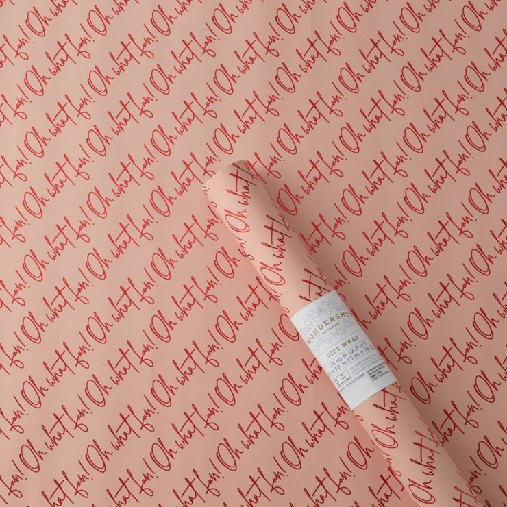 25 sq ft 'Oh What Fun' Gift Wrap Pink - Wondershop™ | Target