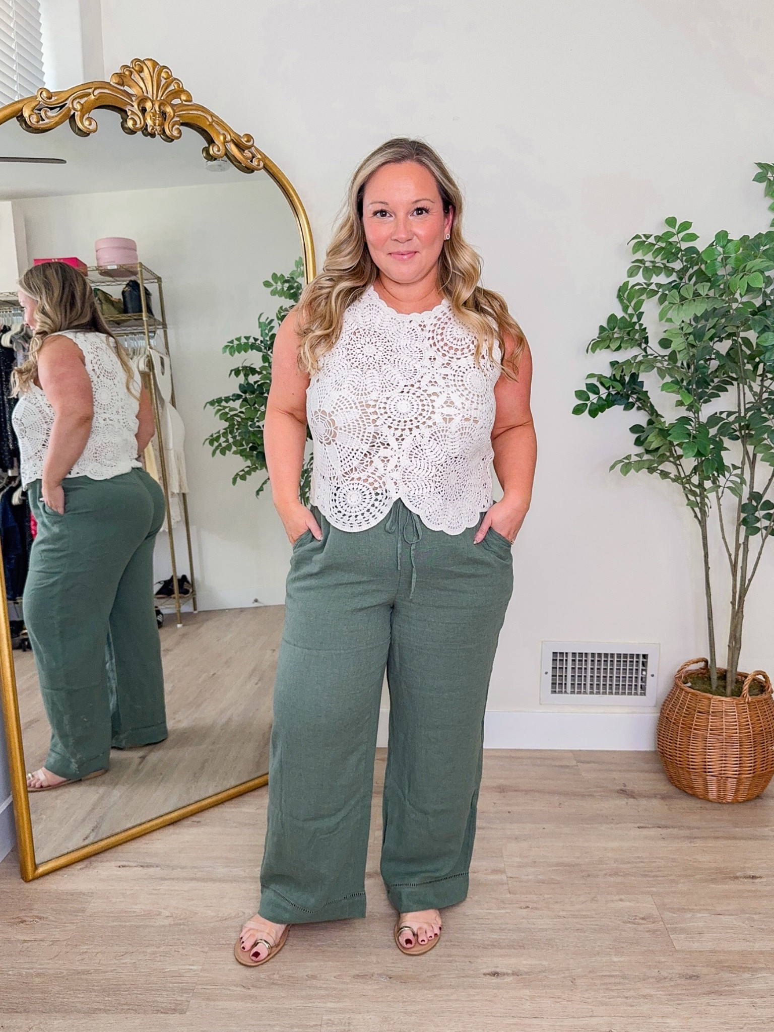 Abercrombie top restocked! And on sale! It’s so unique and perfect for summer! Comes in 3 colors and has been selling out fast! Wearing size LARGE! 
Pants size LARGE PETITE 

Abercrombie style, summer outfit, linen pants, petite style, summer style, crochet top, boho style, resort wear, vacation style, travel outfit

#LTKPetite #LTKMidsize #LTKSeasonal
