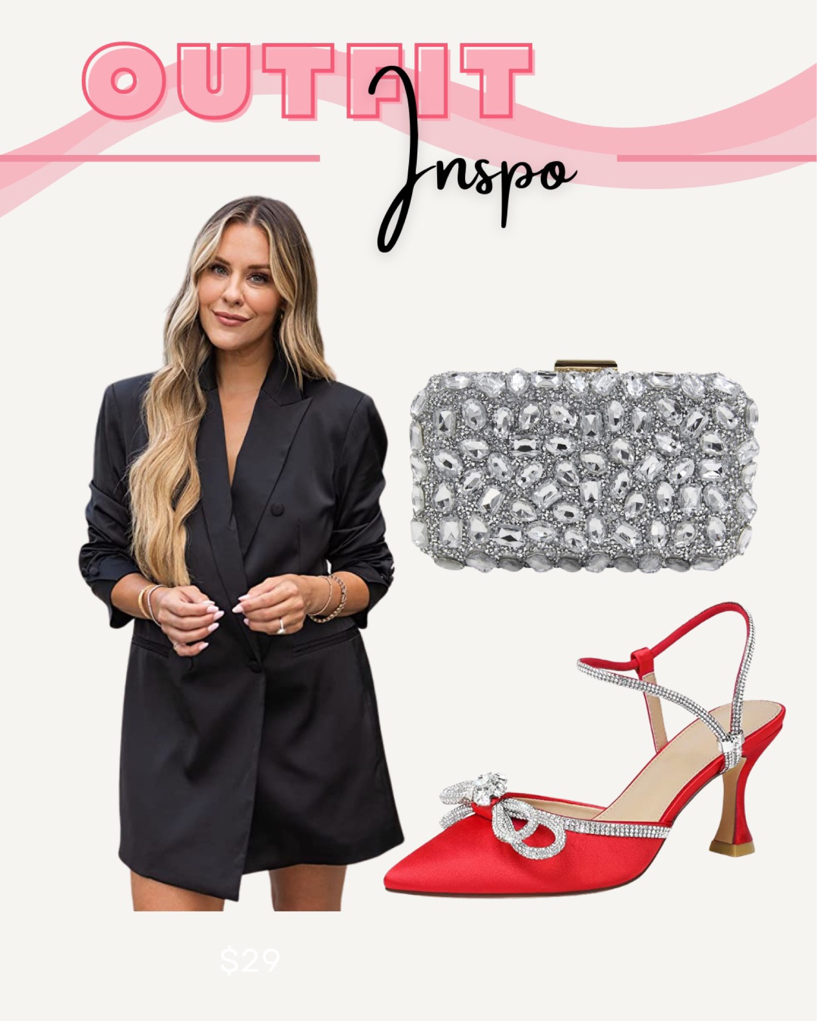 Women’s Black Blazer Double Breasted Blazer Dress

Clutch Purses for women crystal clutches evening bags gemstone clutch purse for wedding purse for the holiday 

Rhinestone wedding low heel sling back clear kitten heels pointed toe bow pumps high heeled dress shoes  

#LTKHoliday #LTKGiftGuide #LTKshoecrush