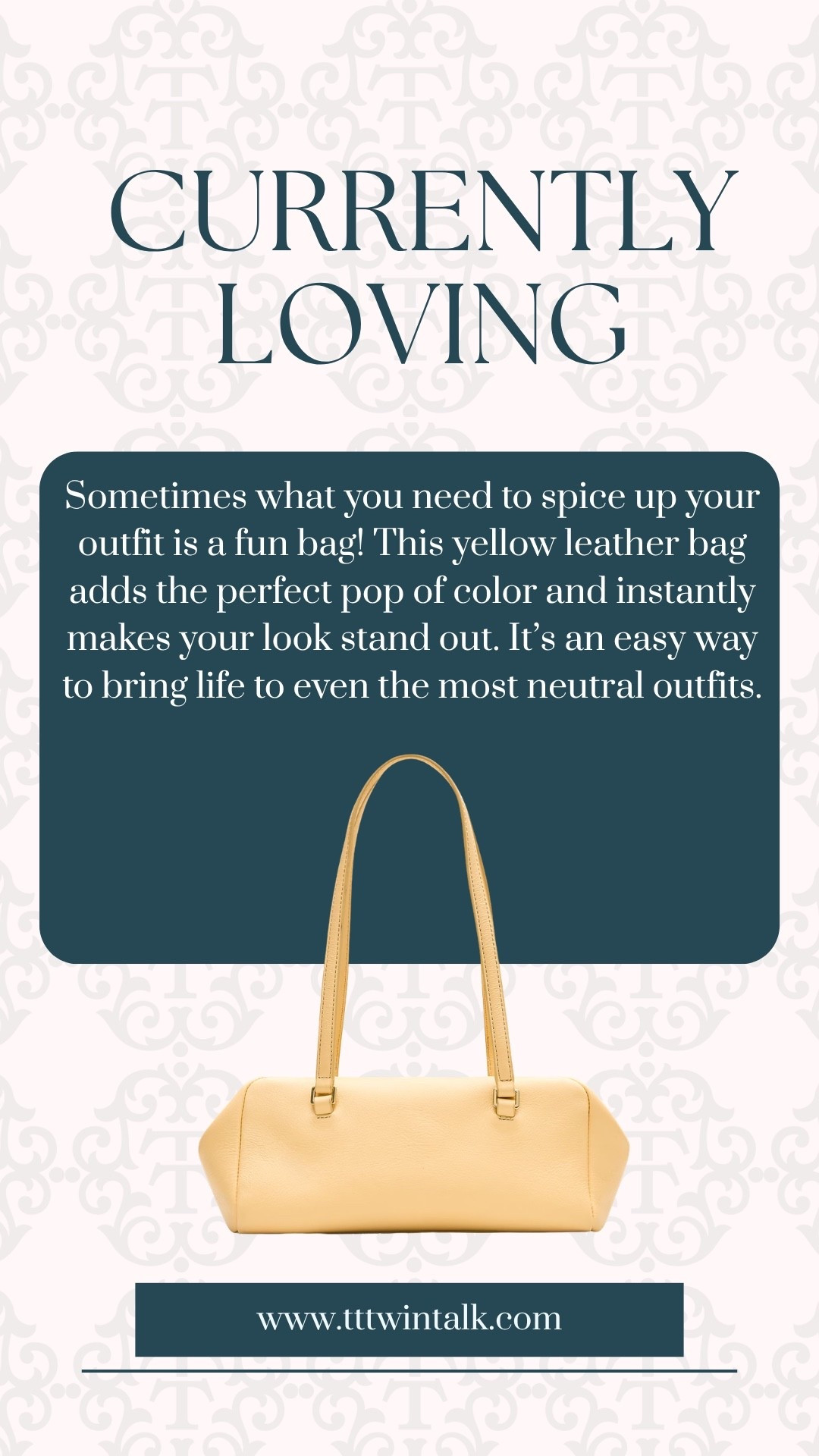 Sometimes what you need to spice up your outfit is a fun bag! This yellow leather bag adds the perfect pop of color and instantly makes your look stand out. It’s an easy way to bring life to even the most neutral outfits.

#LTKMidsize #LTKSeasonal #LTKOver40