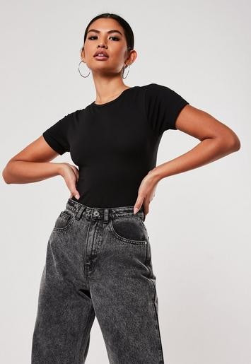 Black Short Sleeve Bodysuit | Missguided (US & CA)