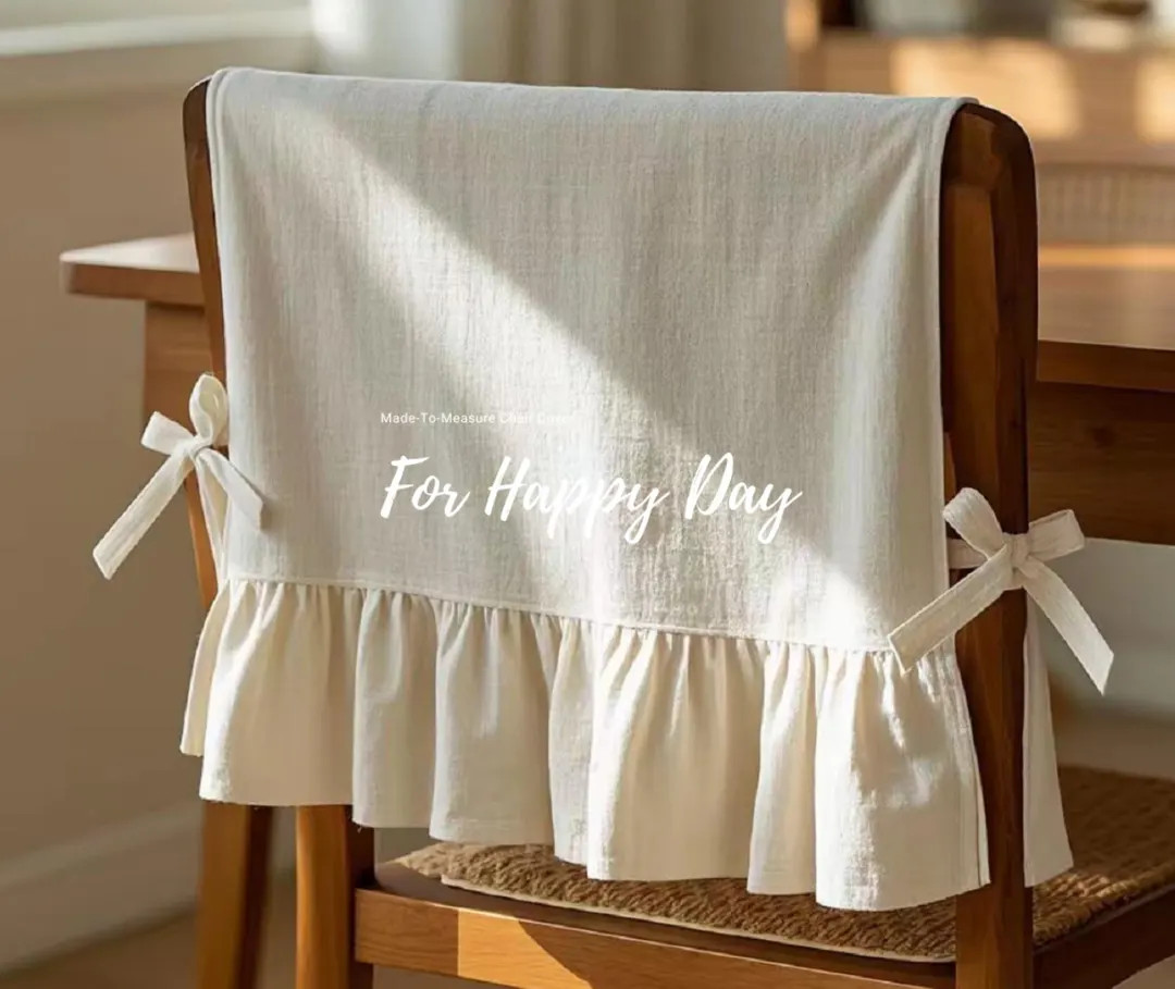 Customized Chair Back Cover - Pure Cotton Ruffle Chair Cover - Cotton Slipcovers - Chair Back Cov... | Etsy (US)