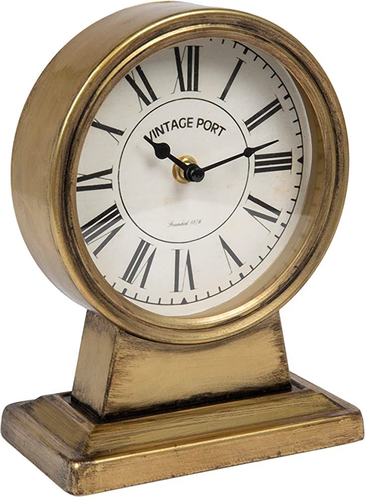 Creative Co-Op Decorative Metal Mantel Clock, Gold Finish | Amazon (US)