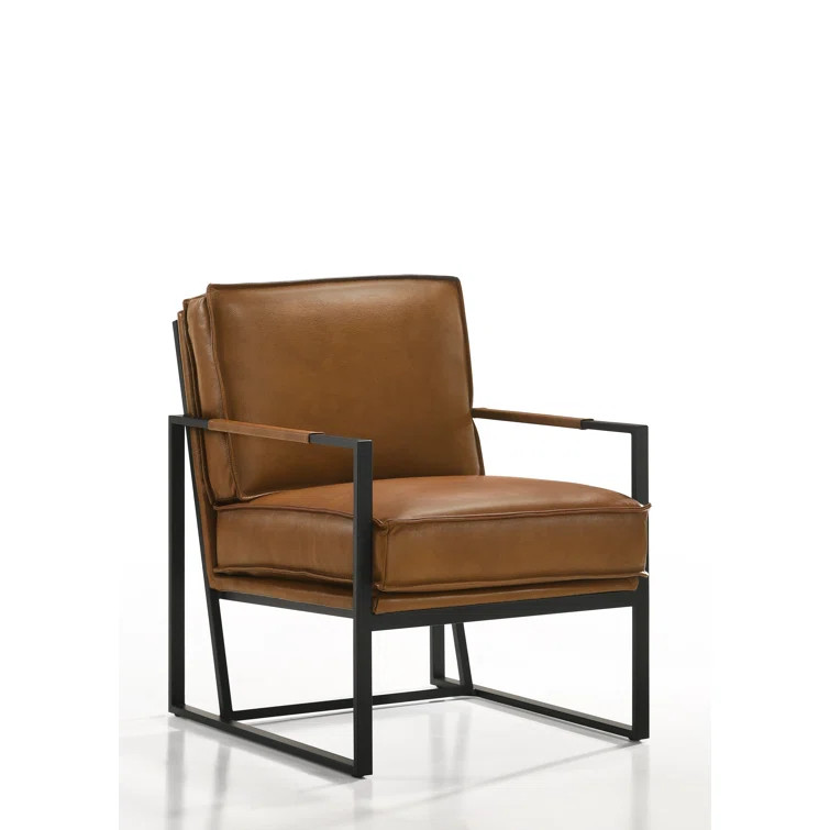 Gaines 25'' Wide Genuine Leather Top Grain Leather Armchair | Wayfair North America