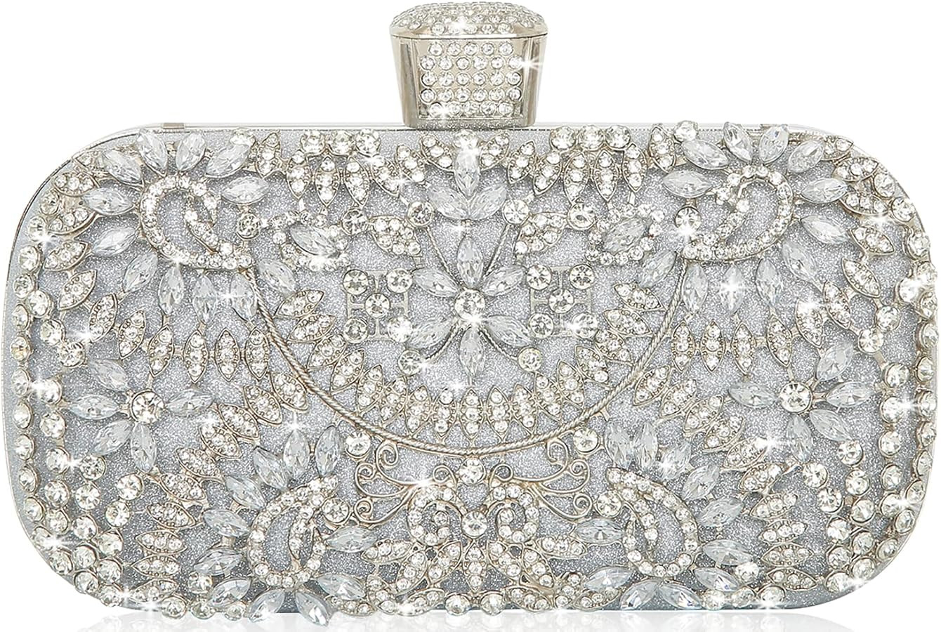 Covelin Women's Rhinestone Decorated Evening Bag, Tote Shoulder Crossbody Handbag with Chain | Amazon (US)