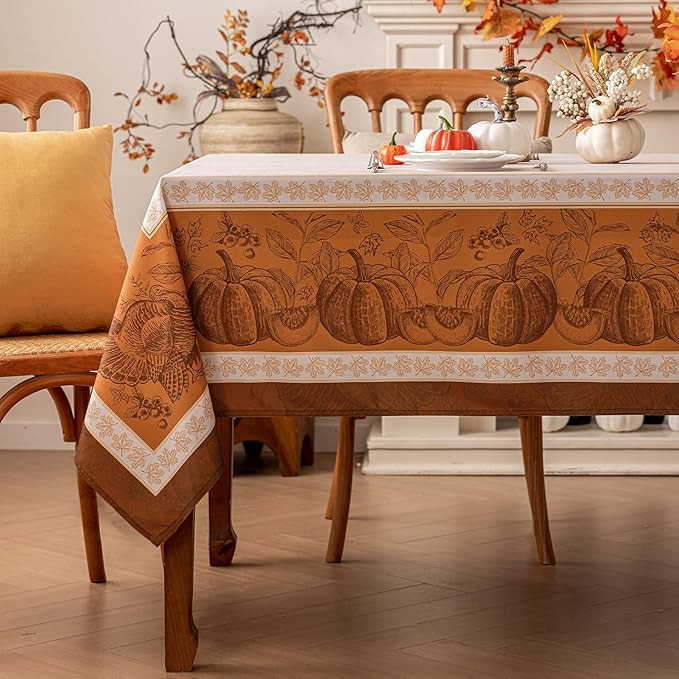 Romanstile Fall Rectangle Tablecloth 60 x 84 Inch, Thanksgiving Autumn Harvest Pumpkin Table Clot... | Amazon (US)