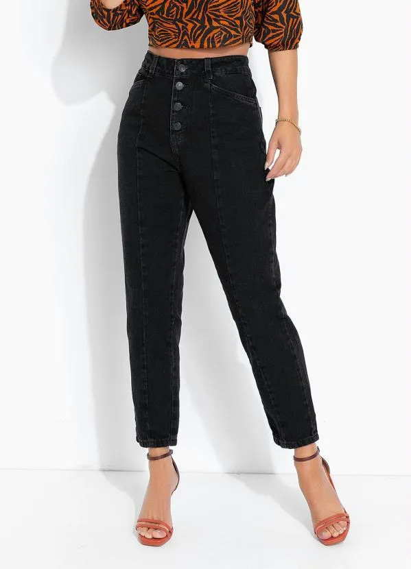 Sawary Jeans - Calça Preta Mom Jeans com Bolsos Sawary | Posthaus (BR)