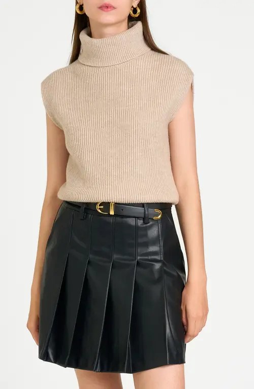 WAYF Kai Rib Cap Sleeve Turtleneck Sweater in Granite at Nordstrom, Size X-Small | Nordstrom