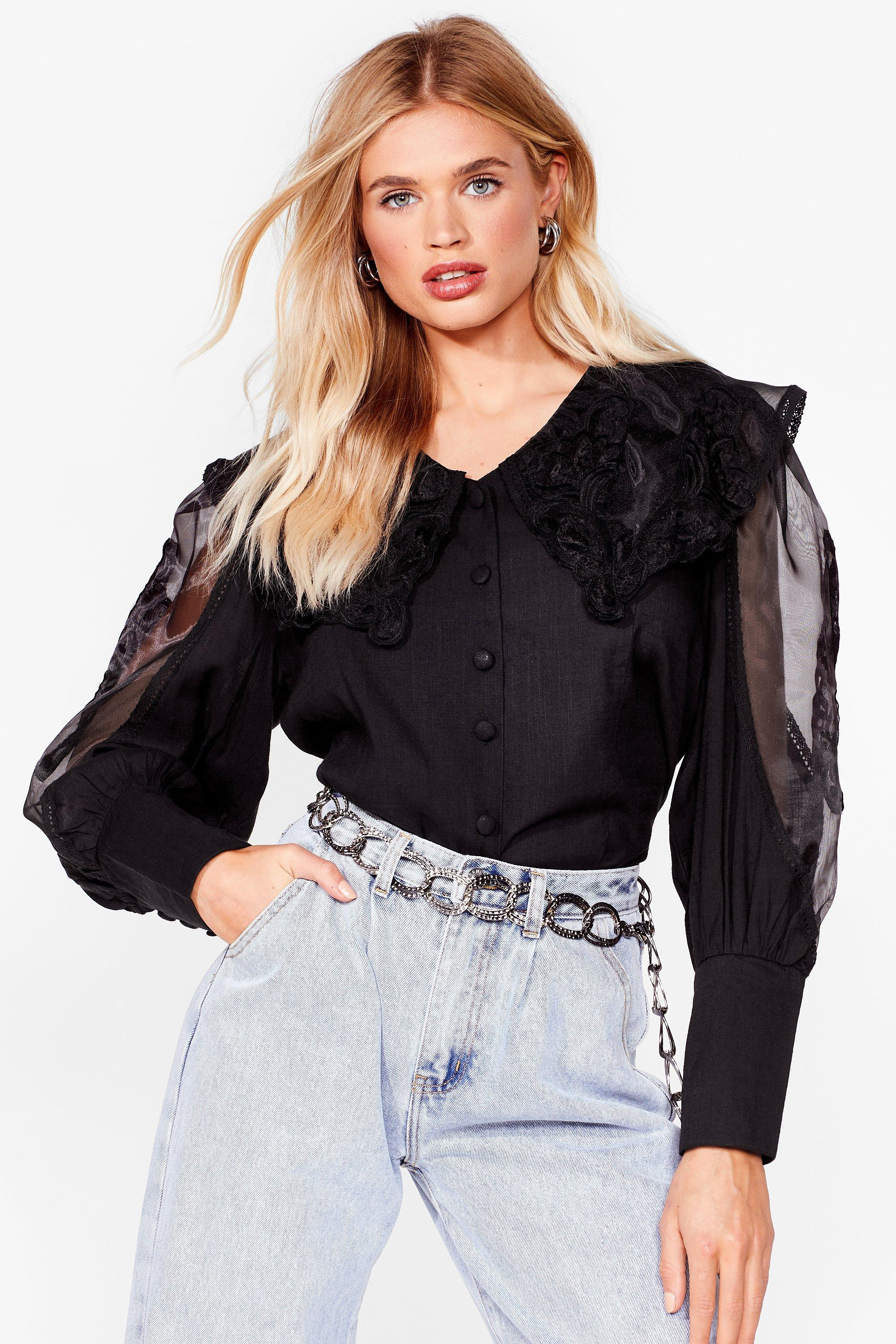 Womens COLLAR DETAIL BLOUSE - Black | NastyGal (US & CA)