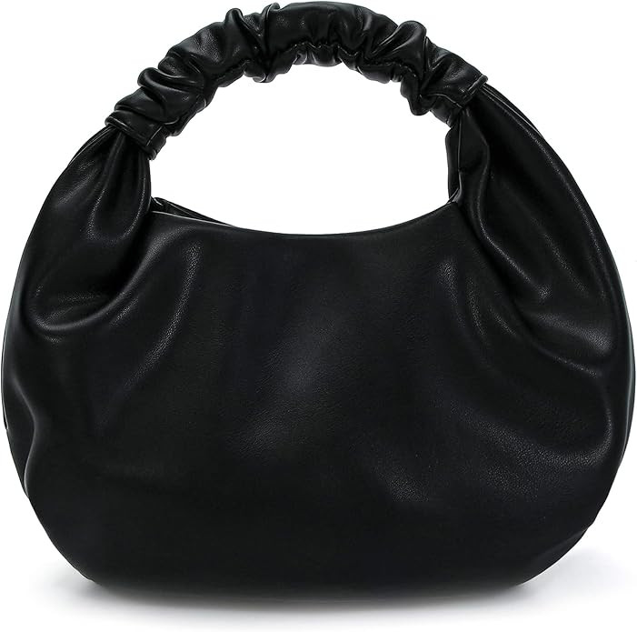 Small Purses Hobo Bags for Women Faux Leather Ruched Top Handle Bag | Pleated Handbags Soft Purse... | Amazon (US)