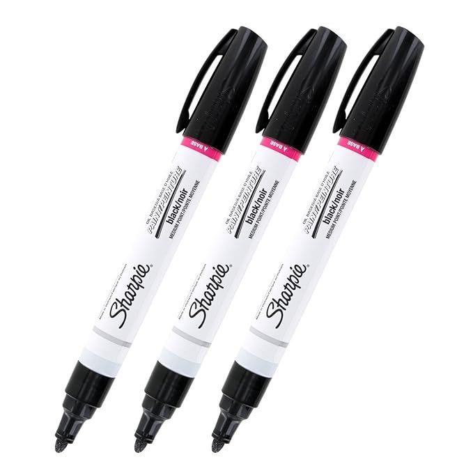 Sharpie Oil-Based Paint Marker, Medium Point, Black Ink, Pack of 3 | Amazon (US)