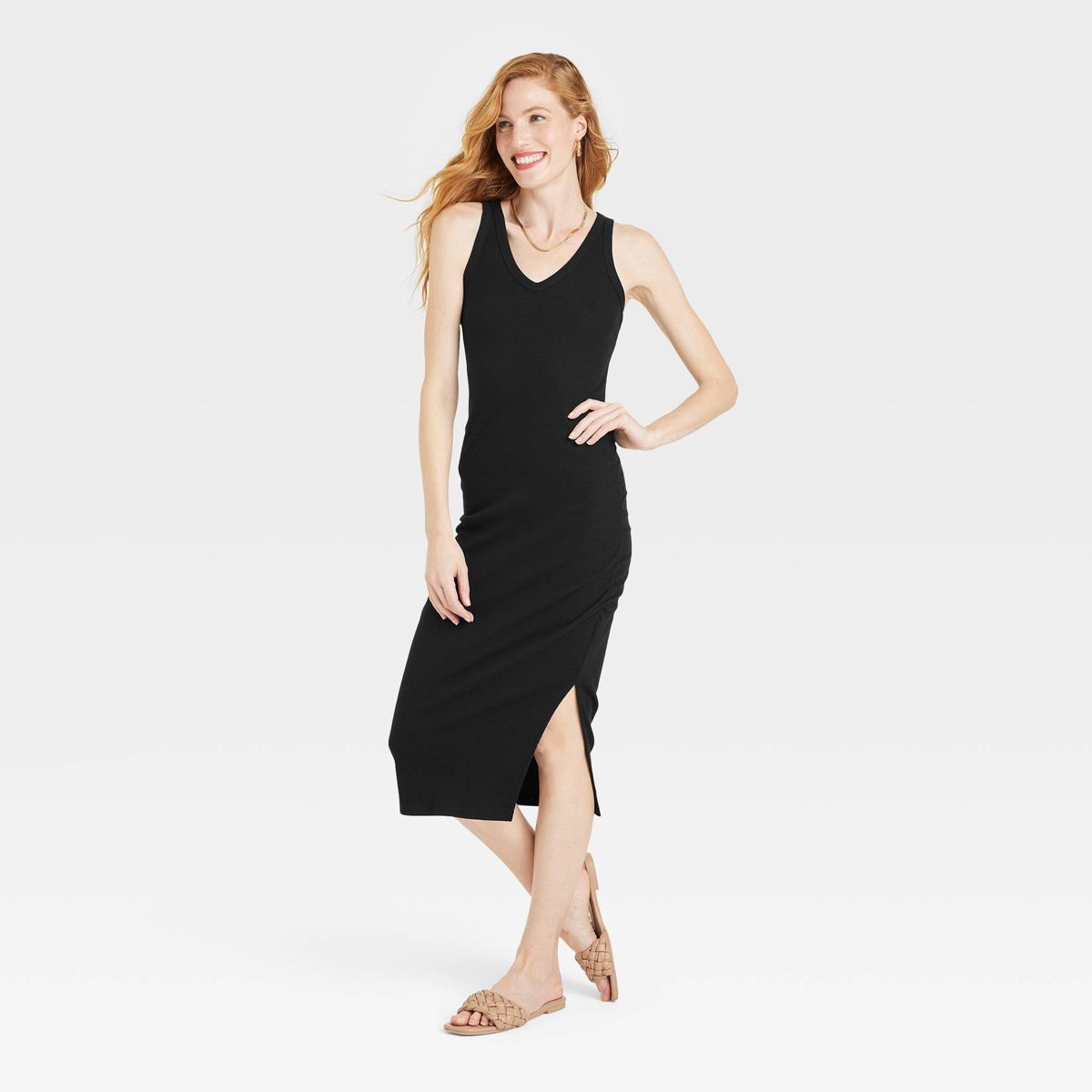 Women's Rib Knit Side Ruched Bodycon Dress - A New Day™ | Target