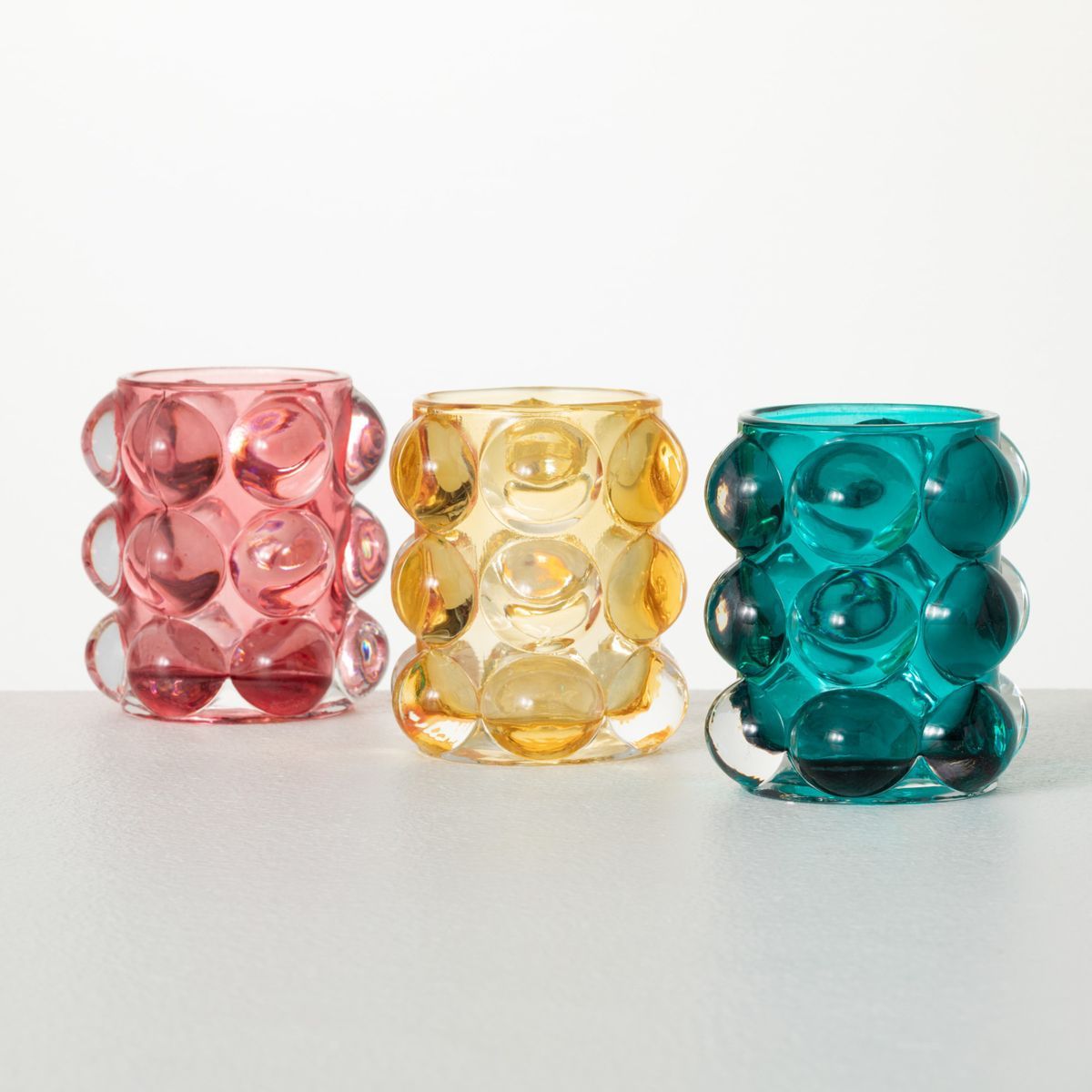 3.75" Bubble Texture Glass Votives - Set of 3, Multicolor | Target