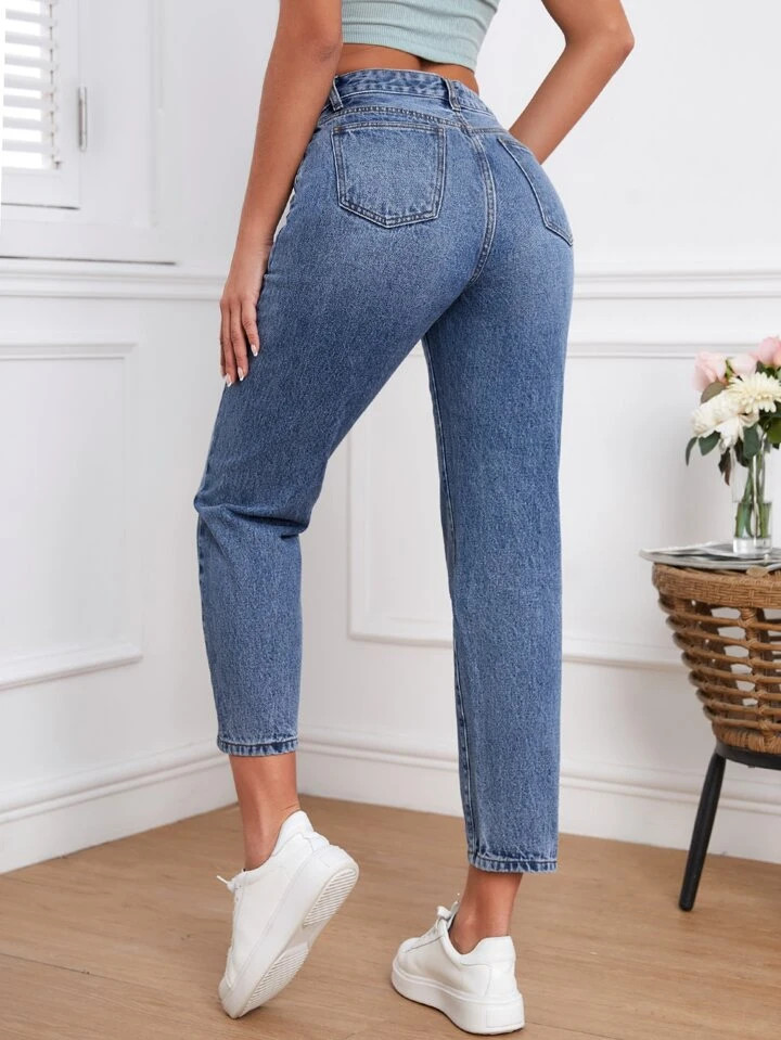 SHEIN Frenchy High Waist Mom Fit Jeans | SHEIN