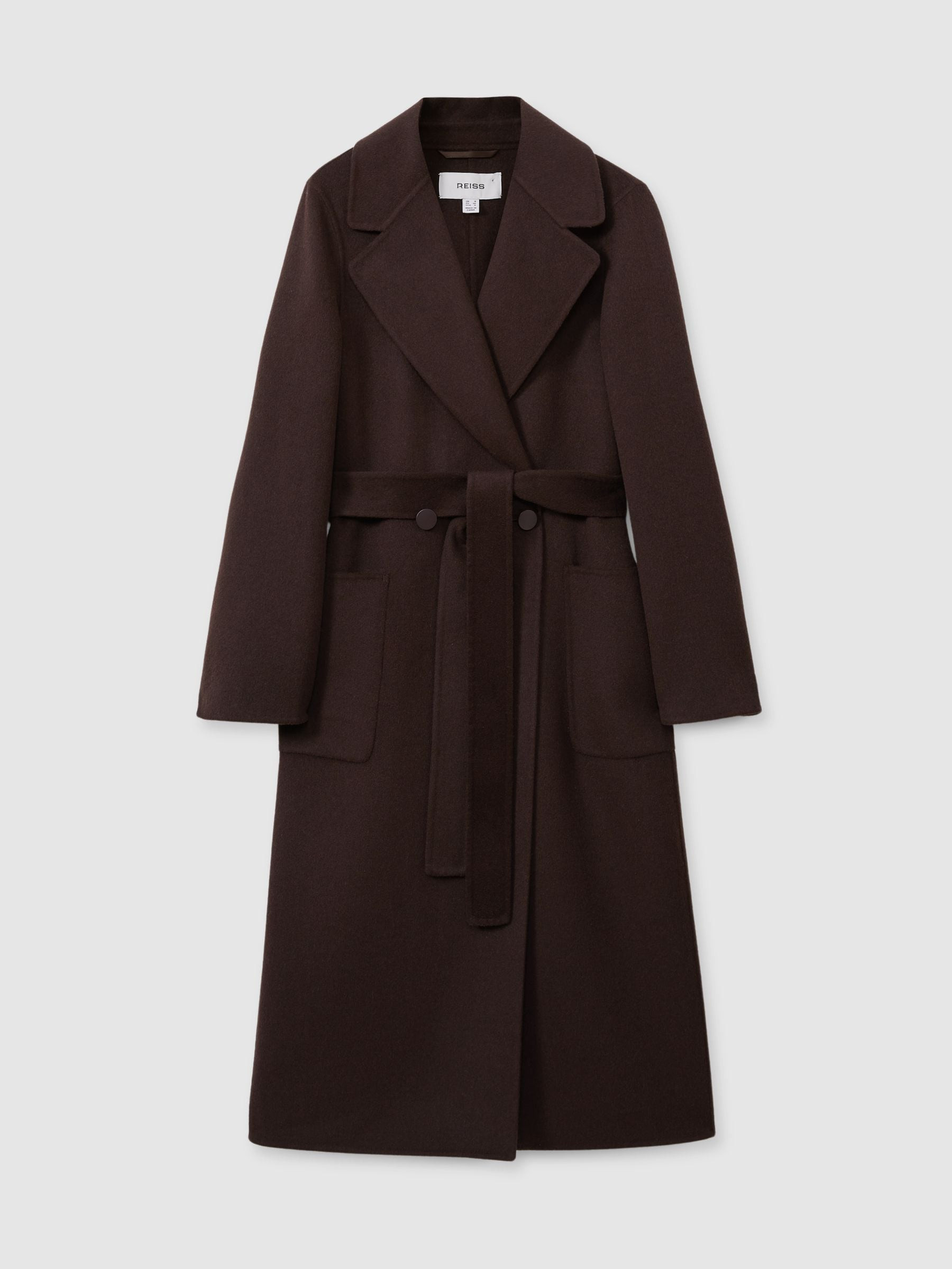 Reiss Reiss Chocolate Lucia Wool-Blend Double-Breasted Blindseam Coat | Next US